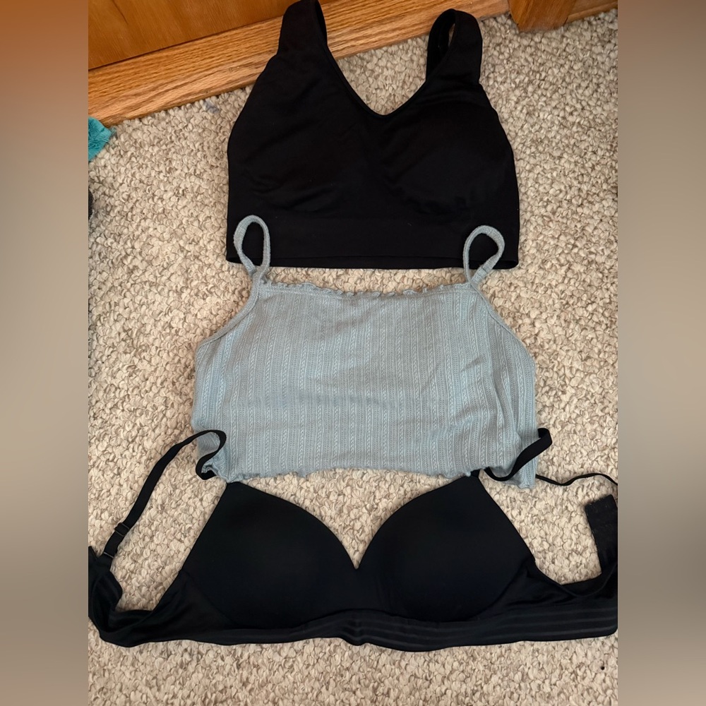 3 BRAS SPORT L CAMI XL 36 B PUSH UP WIRELESS BRA BLACK